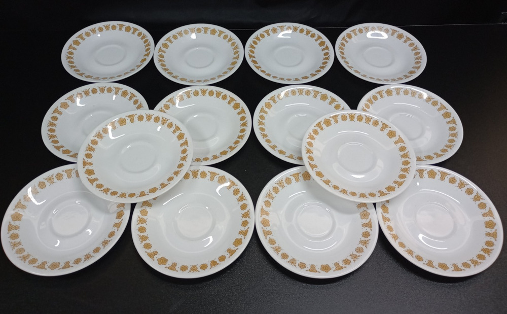 Vtg Corning Corelle Butterfly Gold Pattern Set of 14 Saucer Plates 6.25” Round